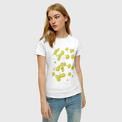 Футболка хлопковая женская Желтые цветы Ромашки Подсолнухи Подарок садоводу, цвет: белый — фото 2
