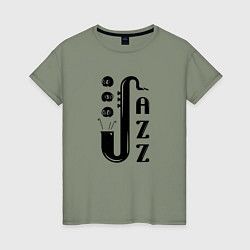 Женская футболка Jazz - саксофон черепки