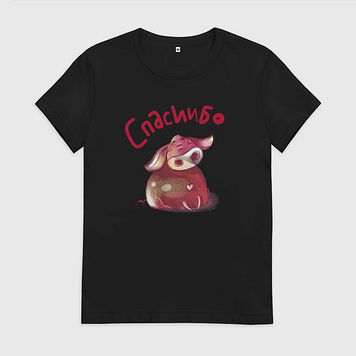 Женская футболка Свинка - спасиибо / Черный – фото 1