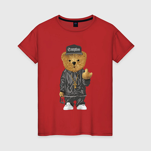 Женская футболка Мишка с факом / Красный – фото 1