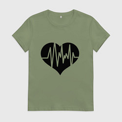 Футболка хлопковая женская Кардиограмма сердца, цвет: авокадо