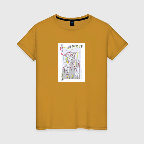 Женская футболка Арт Японский стиль Felix Stray Kids / Горчичный – фото 1