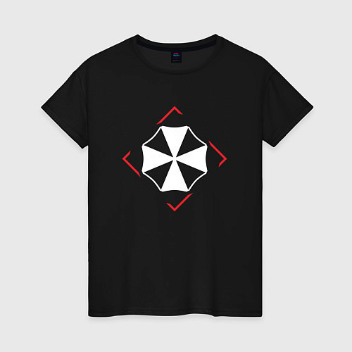 Женская футболка Символ Resident Evil в красном ромбе / Черный – фото 1