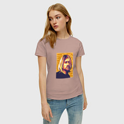 Футболка хлопковая женская Nirvana - Cobain, цвет: пыльно-розовый — фото 2