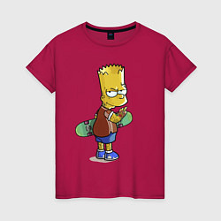 Женская футболка Барт Симпсон со скейтбордом - жест