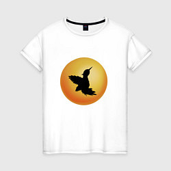 Женская футболка Птичка на фоне солнца