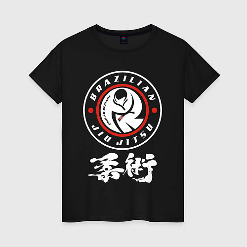 Женская футболка Brazilian splashes Jiu jitsu fighter logo / Черный – фото 1