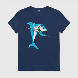 Женская футболка Акула играет в бильярд