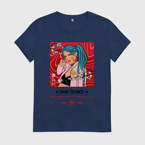 Женская футболка Мужские слёзы - плэйер / Тёмно-синий – фото 1