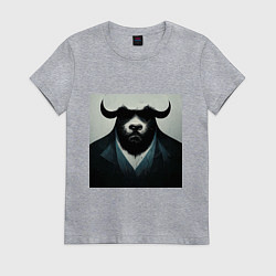 Футболка хлопковая женская Бык гангстер, цвет: меланж