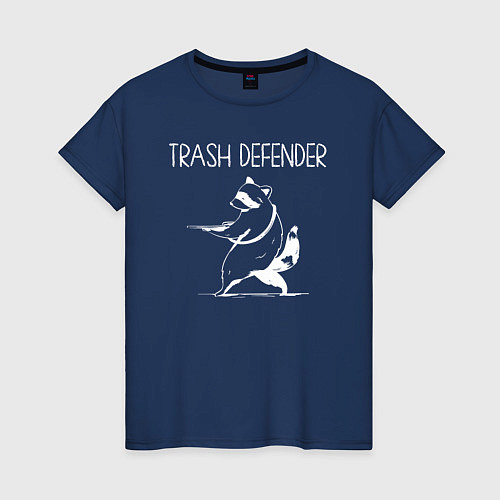 Женская футболка Енот защитник мусора / Тёмно-синий – фото 1