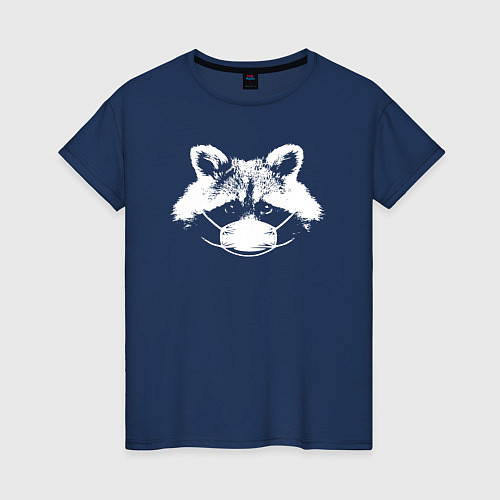 Женская футболка Енот в маске / Тёмно-синий – фото 1