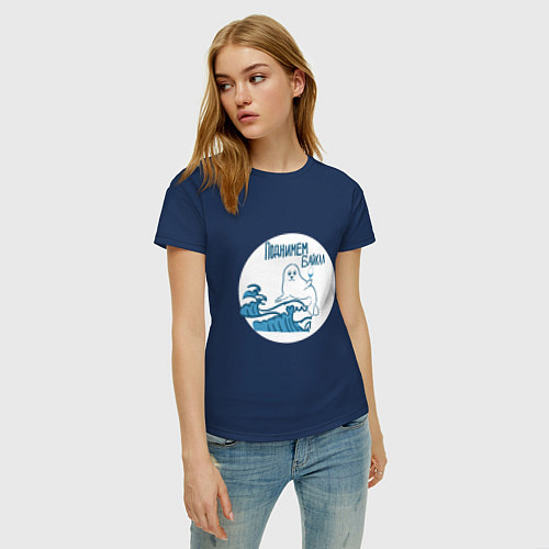 Женская футболка Поднимем Байкал / Тёмно-синий – фото 3