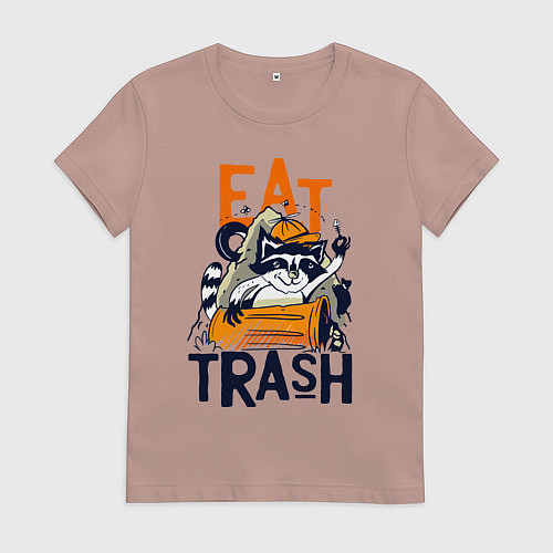Женская футболка Ешь мусор - мусорная панда / Пыльно-розовый – фото 1