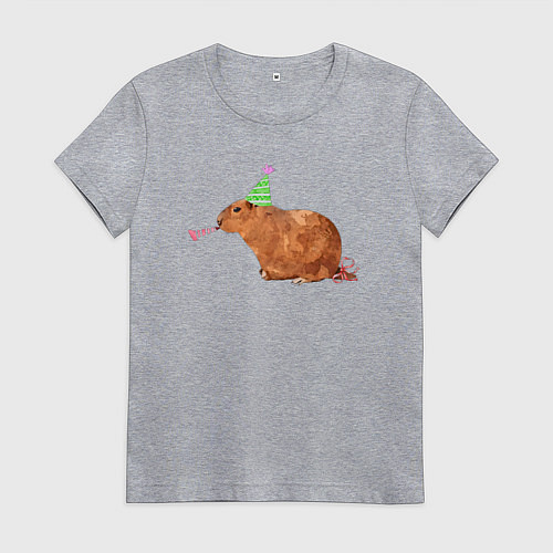 Женская футболка Капибара празднует / Меланж – фото 1