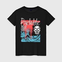 Женская футболка Психоделка абстрактная с черепом