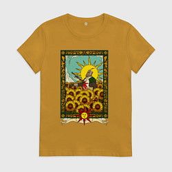 Футболка хлопковая женская Dark Souls: Во имя солнца, цвет: горчичный
