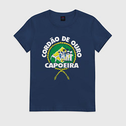Футболка хлопковая женская Capoeira - Cordao de ouro flag of Brazil, цвет: тёмно-синий