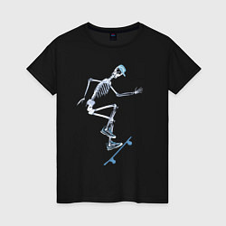 Женская футболка Скелет на скейтборде - рентген
