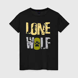 Футболка хлопковая женская Lone Wolf - одинокий волк, цвет: черный