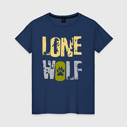 Футболка хлопковая женская Lone Wolf - одинокий волк, цвет: тёмно-синий