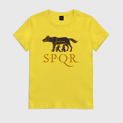 Футболка хлопковая женская Капитолийская волчица SPQR, цвет: желтый