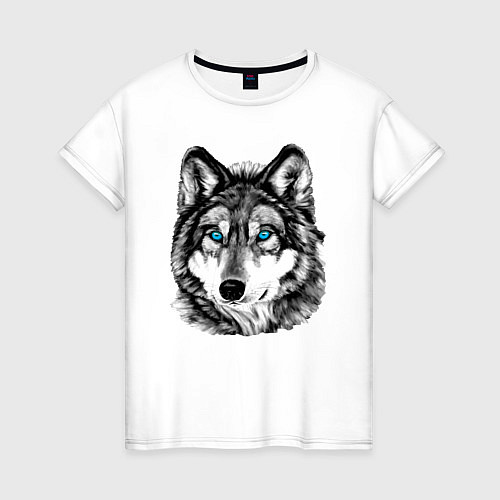 Женская футболка Волк голубоглазый / Белый – фото 1