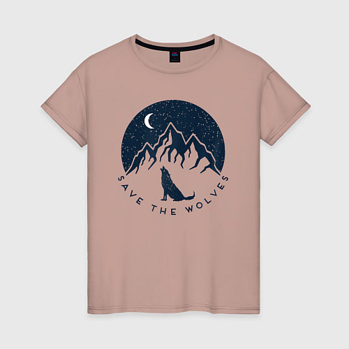 Женская футболка Спасите волков / Пыльно-розовый – фото 1