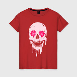 Футболка хлопковая женская Jolly skull, цвет: красный