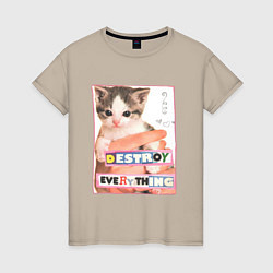 Женская футболка Destroy everything kitty