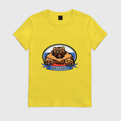 Женская футболка Медведь и флаг России