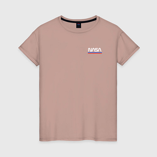Женская футболка Nasa на кармане лого / Пыльно-розовый – фото 1