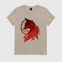 Женская футболка Ловец снов и лис с перьями