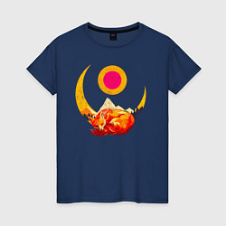 Женская футболка Спящий под луной лис