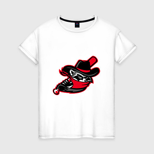 Женская футболка Енот с бейсбольной битой / Белый – фото 1