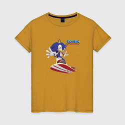 Женская футболка Sonic - hedgehog - skateboarding