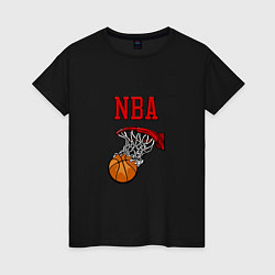 Футболка хлопковая женская Basketball - NBA logo, цвет: черный