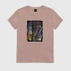 Женская футболка Кошки на дереве и северное сияние