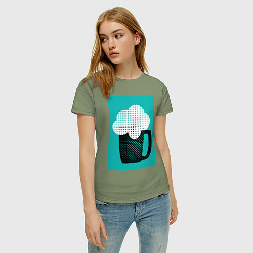 Женская футболка Кружка пива, строгий стиль с polka dots / Авокадо – фото 3
