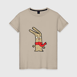 Женская футболка Кролик в шарфике