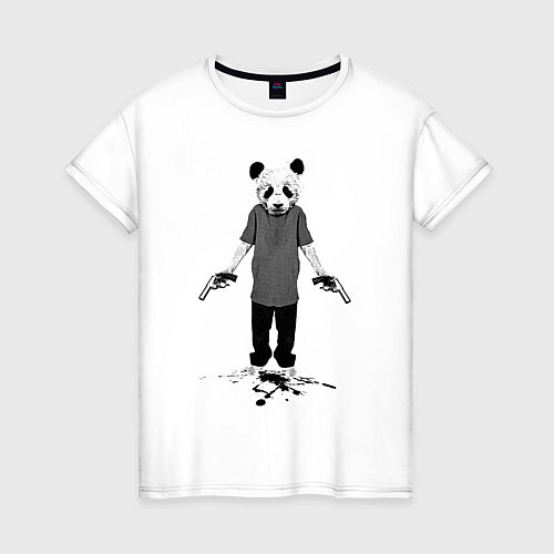 Женская футболка Панда киллер со стволами / Белый – фото 1