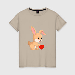 Женская футболка Кролик с сердечком
