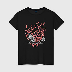 Женская футболка Демон они - Cyberpunk 2077 - Самурай на спине