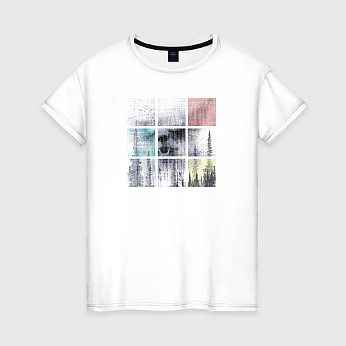 Женская футболка Смеющаяся лиса в квадратах / Белый – фото 1