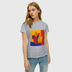Футболка хлопковая женская Тыква трехцветная винтаж, цвет: меланж — фото 2
