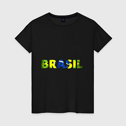 Футболка хлопковая женская BRASIL 2014, цвет: черный