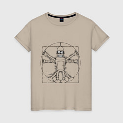 Футболка хлопковая женская Vitruvian Bender, цвет: миндальный