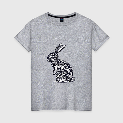 Женская футболка Black-White Rabbit / Меланж – фото 1