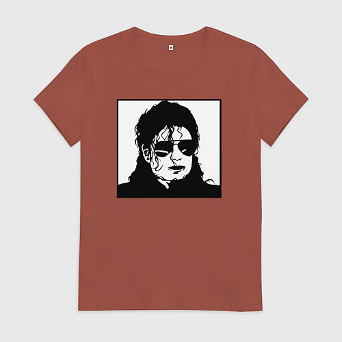 Женская футболка Майкл Джексон чёрно-белый / Кирпичный – фото 1