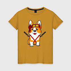 Женская футболка Корги - самурай